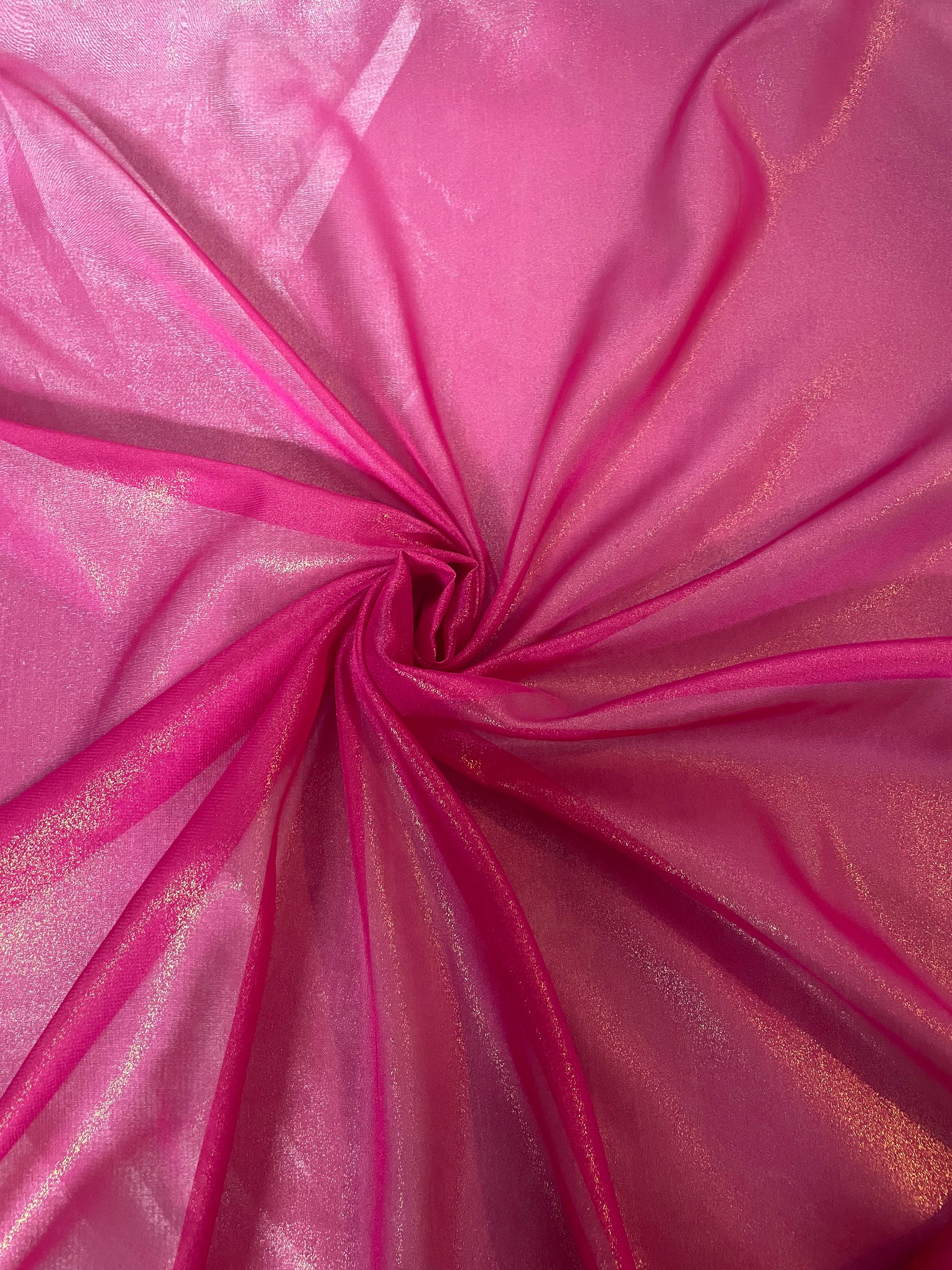 147cm 1 mtr hot pink/gold shimmer chiffon fabric..58” wide 