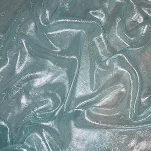 Mint green/silver self print shimmer chiffon dress fabric..58&quot; wide