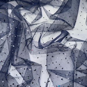 1 mtr navy blue hologram sequin tulle net fabric..58” wide