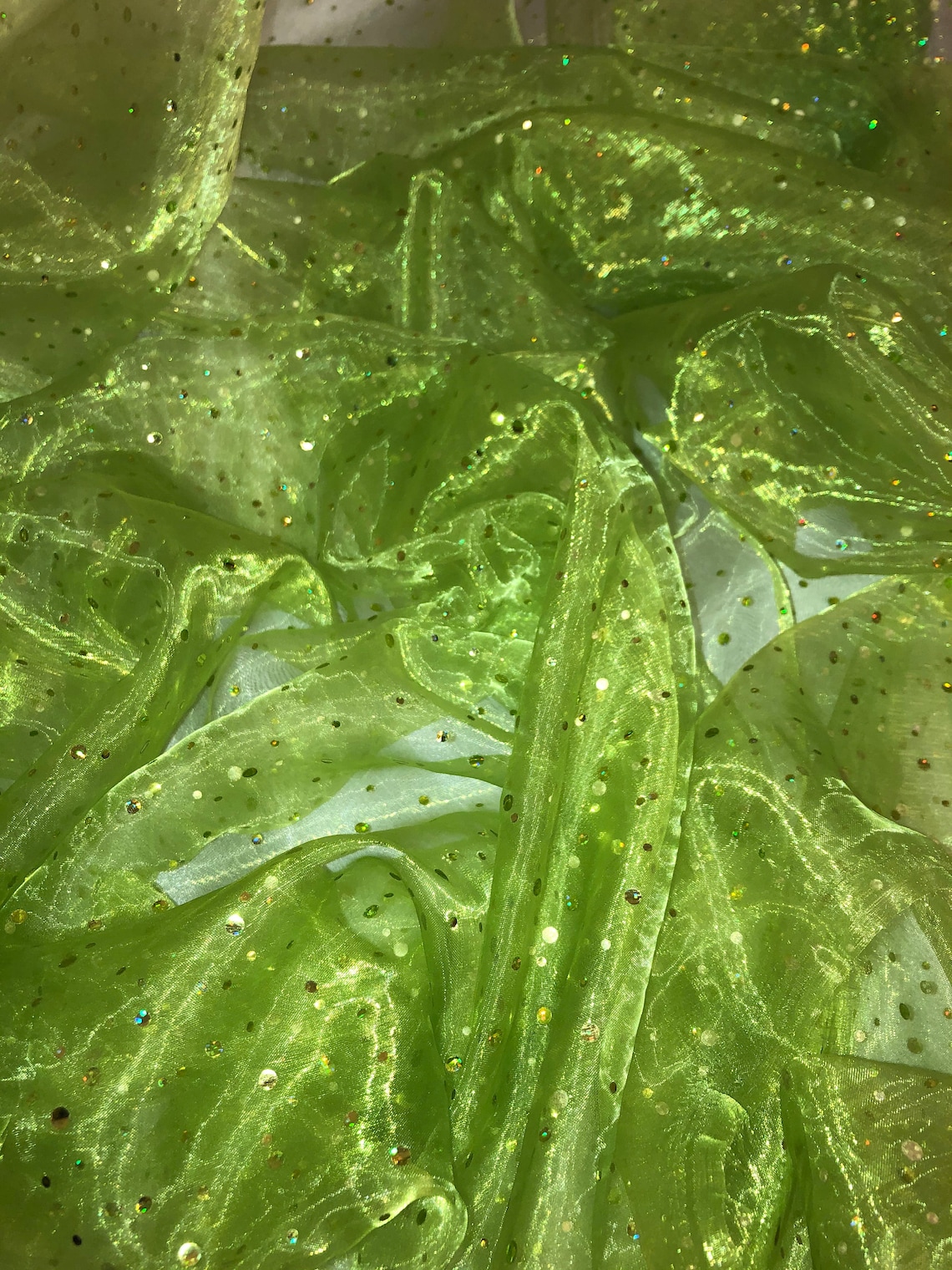 1 Mtr Lime Green Hologram Sequin Organza Fabric..58 Wide - Etsy