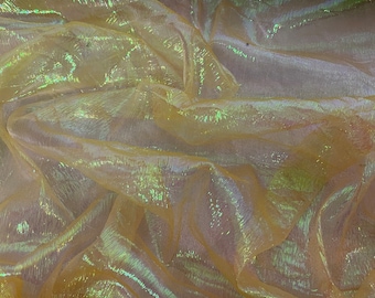 1 mtr yellowe gold iridescent shiny crinkle organza fabric..45” wide