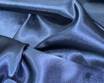 1 mtr glänzender marineblauer Satinstoff mit Krepprücken, Brautschmuck, Deko, Kleid..58 "breit