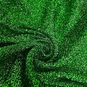 1 mètre de lurex stretch en tricot pailleté scintillant vert émeraude, Noël, robe, tissu de décoration... 58 po. de large