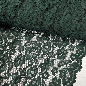 1 dark green floral guipure scalloped stretch lace