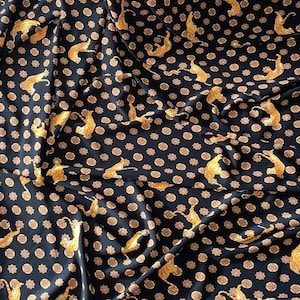 1 mtr nero tigre stampa morbida crepe vestito tessuto.. 58" di larghezza