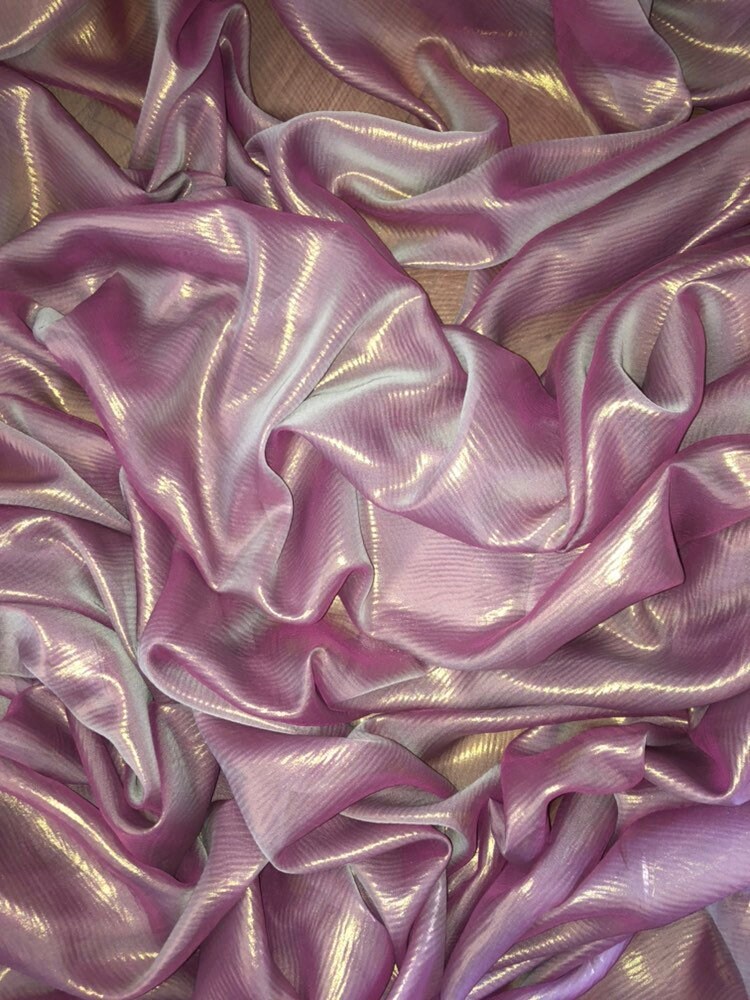 10M LILAC GOLD SHIMMER DRESS CHIFFON FABRIC 58" WIDE 10M LILAC GOLD SHIMMER DRESS CHIFFON FABRIC 58" WIDE