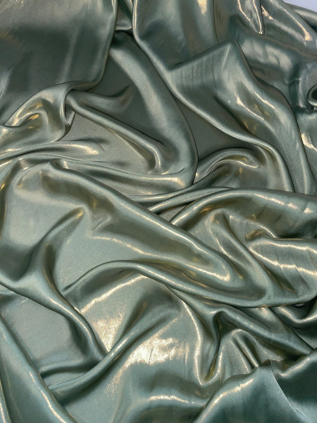 Sage Green/gold Shimmer on Satin Fabric..58 Wide 147cm - Etsy