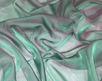 1 mtr two tone sage green cationic sheer bridal chiffon fabric..58&quot; wide