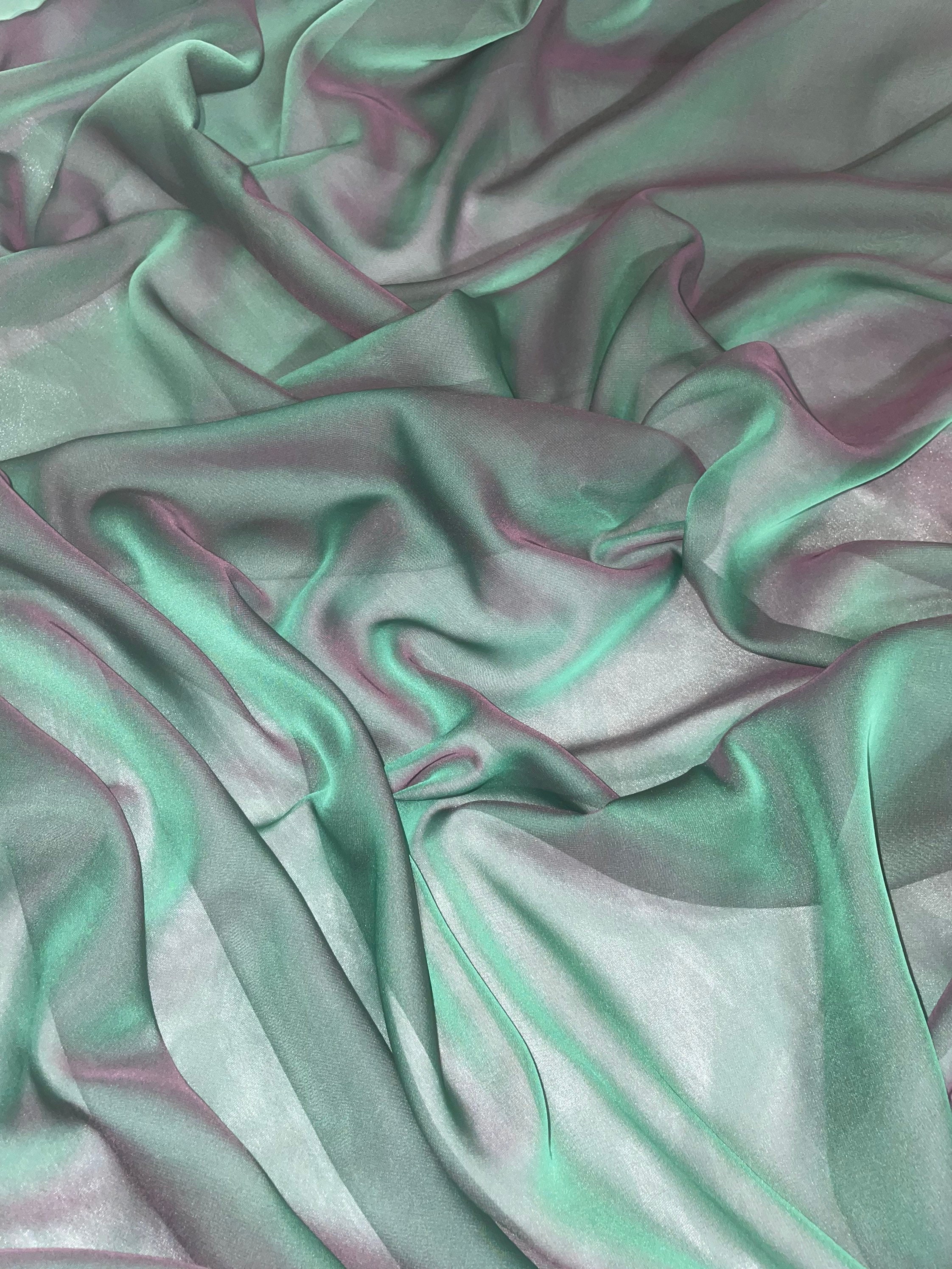 1 Mtr Two Tone Sage Green Cationic Sheer Bridal Chiffon - Etsy