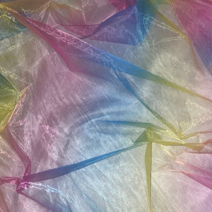 1 mtr fantasia rainbow organza fabric ..58” wide (bridal,wedding,voile)
