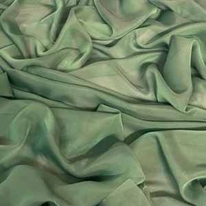 1 mtr two tone sage green cationic sheer bridal chiffon fabric..58" wide