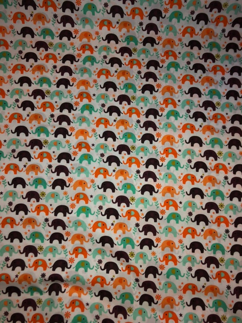 1 mtr mint greenorange elephant print 100/% cotton fabric..45/'wide