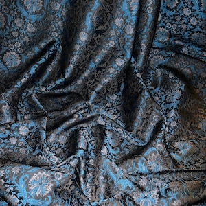 Black/royal blue floral print brocade dress, upholstery fabric..58”wide