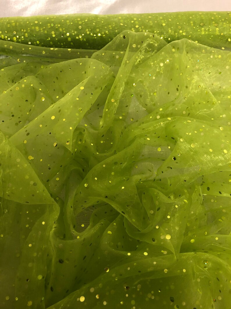 1 Mtr Lime Green Hologram Sequin Organza Fabric..58 Wide - Etsy