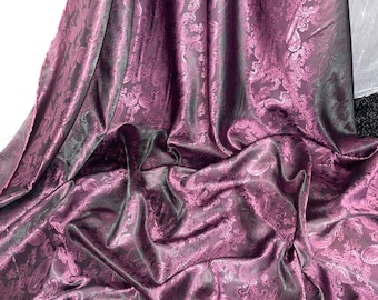 Tela jacquard con estampado paisley, bicolor, morado oscuro/lila, 1 m, 147 cm de ancho, 0270