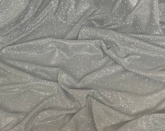 White/silvee sparkly glitter moonlight stretch dress fabric..58"'wide C