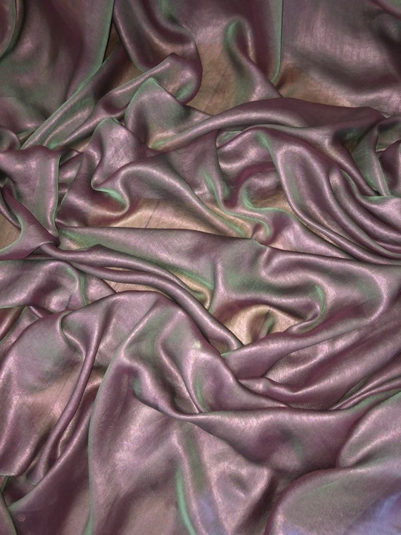 147cm 1 mtr purple//gold shimmer chiffon dress fabric..58” wide