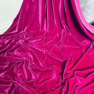 Tela de terciopelo rosa intenso de lujo de 1 m, 58&quot; de ancho