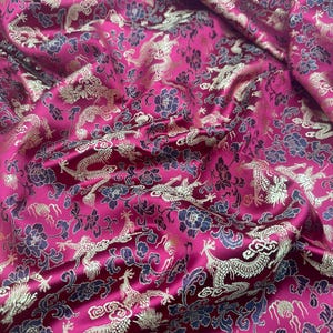 1 mtr red/gold dragon oriental chinese brocade fabric..45&quot; wide