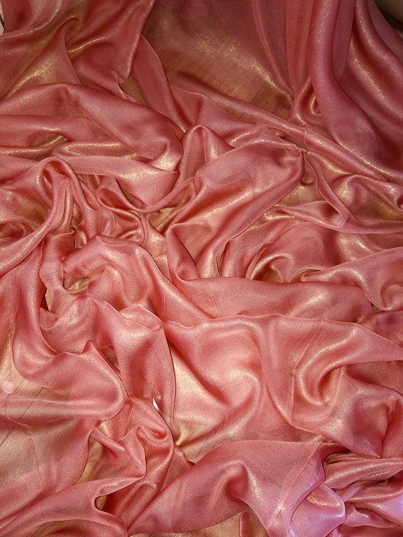 147cm 1 mtr purple//gold shimmer chiffon dress fabric..58” wide