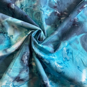 1 m Turquoise/Bleu Marine Tye & Dye Print 100% pur coton Batik Tissu Large 45"