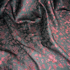 Black/red floral print brocade dress, upholstery fabric..58”wide