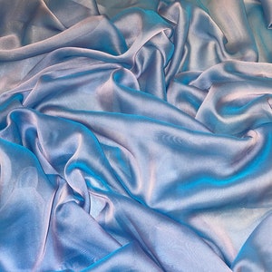 1 mtr two tone sky blue cationic sheer bridal chiffon fabric..58&quot; wide