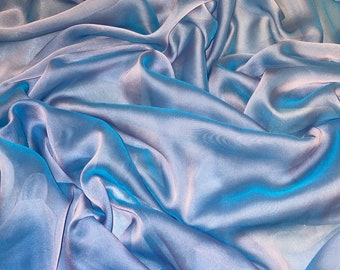 1 mtr two tone sky blue cationic sheer bridal chiffon fabric..58&quot; wide