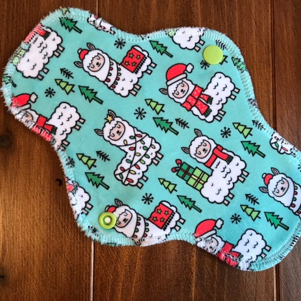 8” Christmas / Holiday Llama Minky Cloth Pantyliner