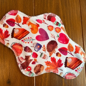 8” Fall Sweet Treats Minky Cloth Pantyliner - Serged - Mama Cloth- Reusable Menstrual Pad