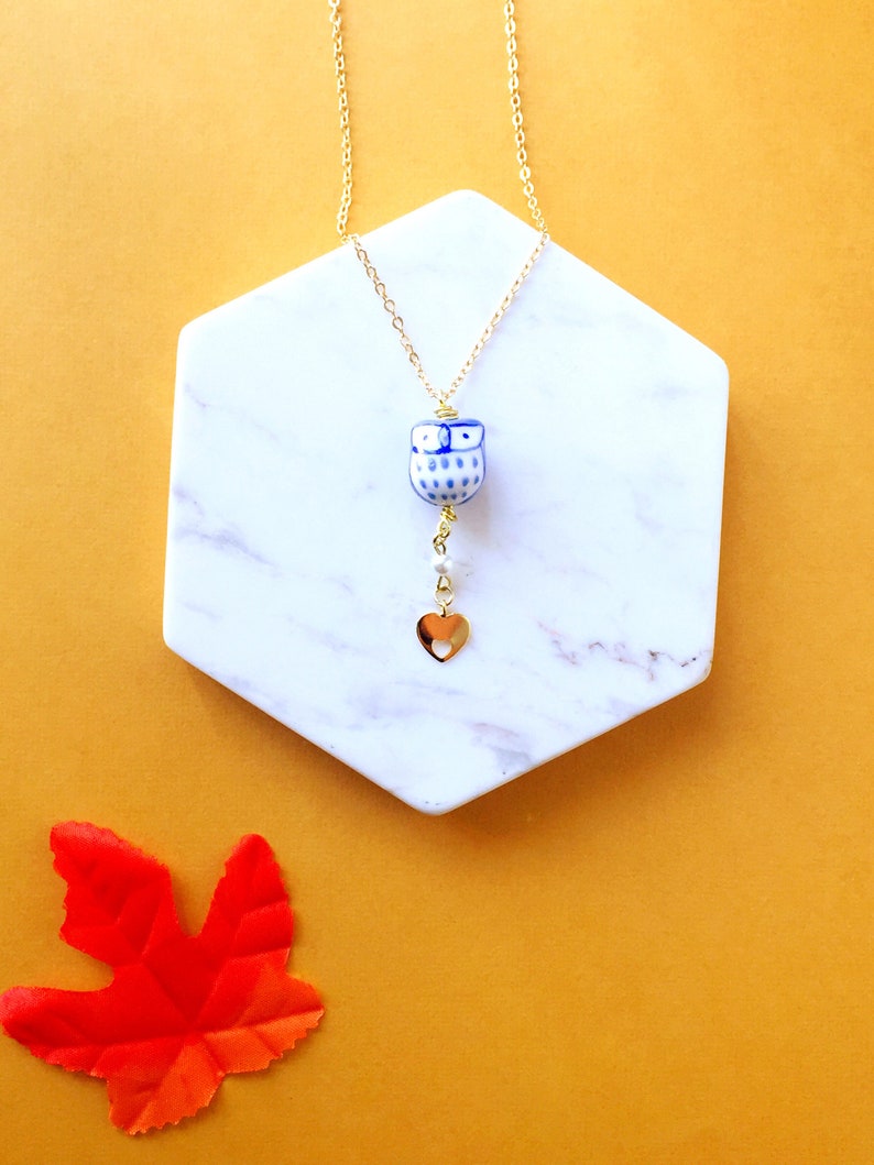Small Owl Necklace Cottagecore Owl Lovers Gift Dainty Owl Always Love You Pun Necklace Gold Heart Bird Lovers Gift Animal Lover Jewelry
