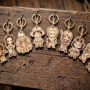 10 Laser Cut Files Anime Manga Pirate - SVG DXF AI LBRN2 Bundle Keychain - Chibi Straw Hat Crew - Digital Download for Glowforge XTool