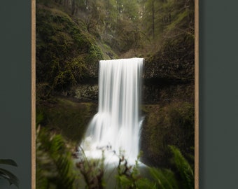 Silver Falls Oregon Photography Print, Moody Forest Landscape Art