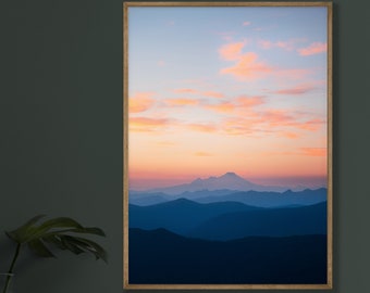 Mount Baker Sunset Art Print, North Cascades Photography