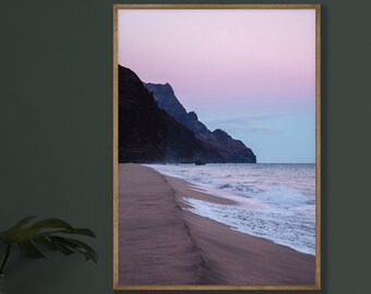 Kauai Sunset Photography Print, Na Pali Coast Art