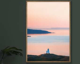Cattle Point Lighthouse Art Print, San Juan Islands Sunset, PNW Coastal Photography