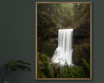 Fine Art Photography Print Moody Forest Print Misty Forest Photography Waterfall Print Cabin Wall Art PNW Art Pacific Northwest Art