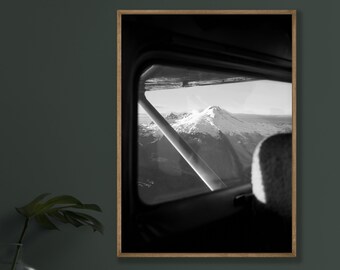 Mount Baker Photography Print, Black and White Mountain Art