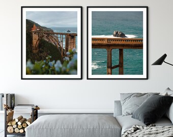Bixby Bridge Photography Print Set, Big Sur Coastal Wall Art