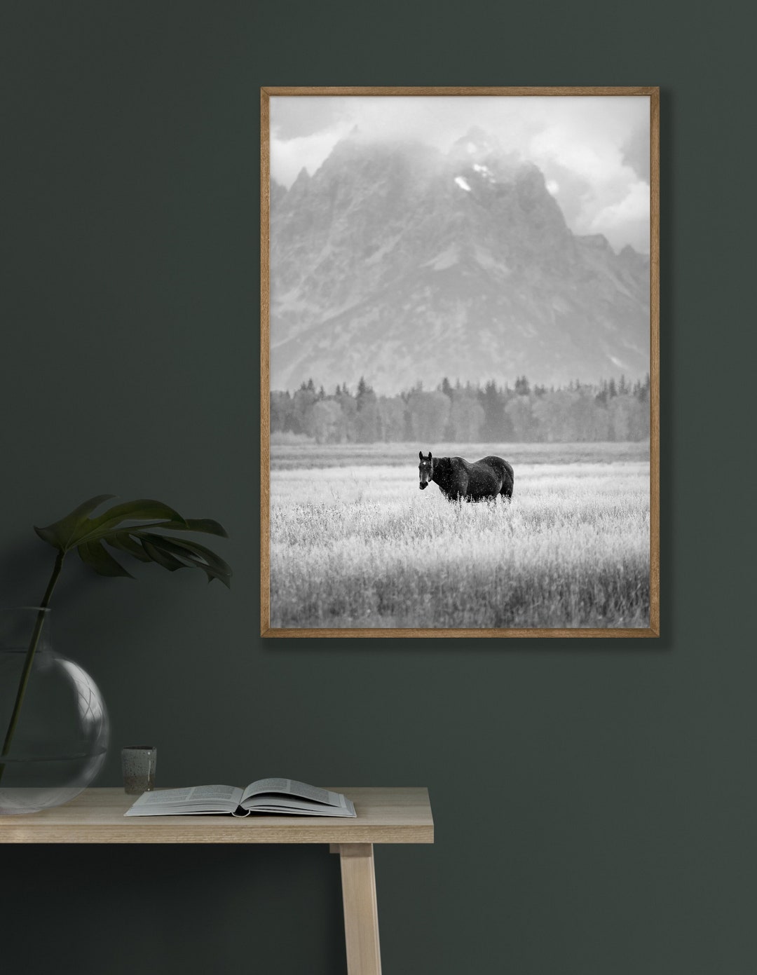 Wild Horses Print, Black and White Wyoming Landscape Photography - Etsy