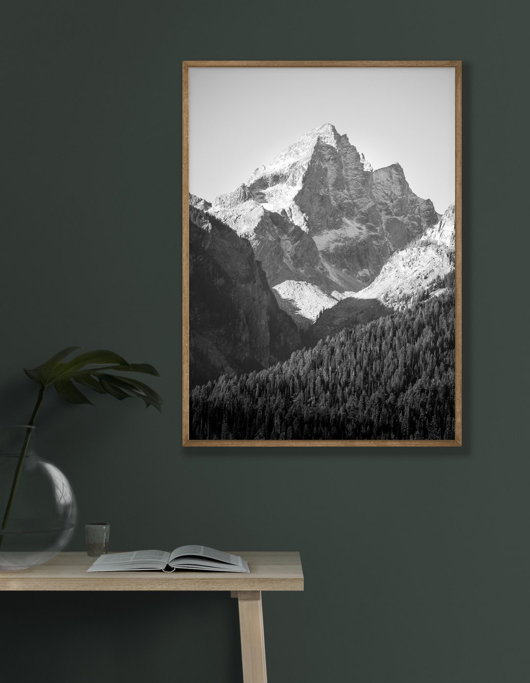 Black and White Mountain Photography Print Grand Teton Wall Art Wyoming ...