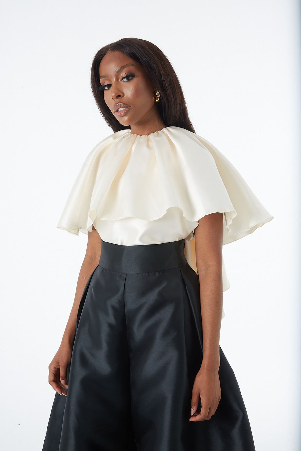 Black Silk Taffeta Culottes: High-waisted Pleated Party Pants - Etsy