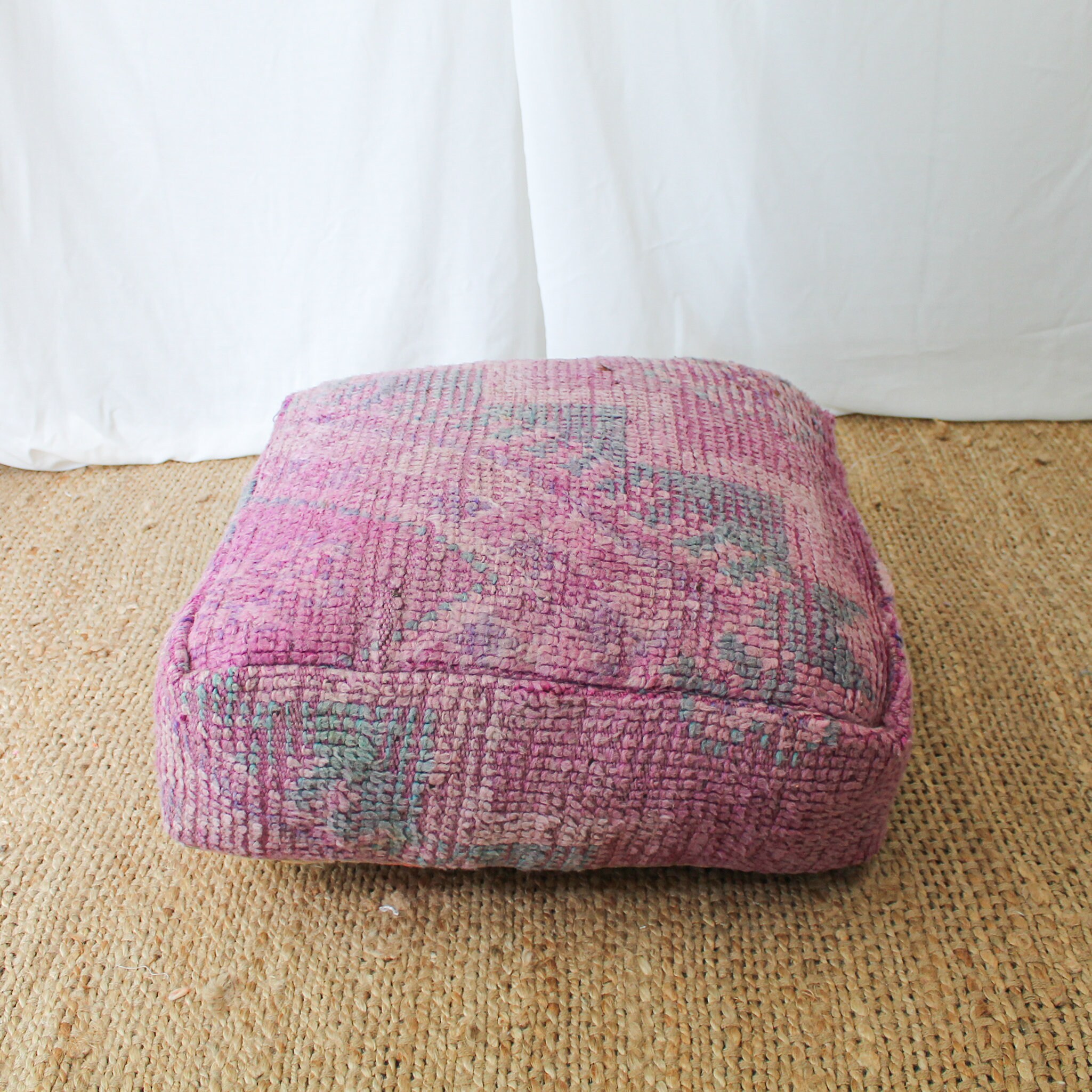 Moroccan Floor Cushion 60x60x20cm Purple Vintage Rug Cushion Etsy