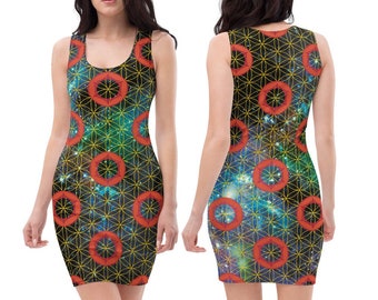 Fishman Flower of Life Donuts Fitted Tank Dress