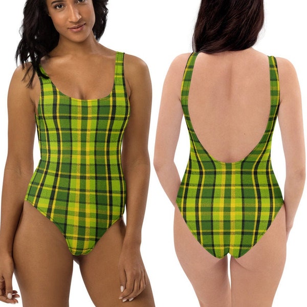 OgVanlife Westy Lovers GREEN Plaid Women's One-Piece Swimsuit