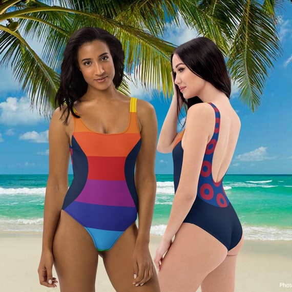 Rainbow Stripe Fishman Donuts One piece Phish Swimsuit Etsy