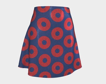 Falda acampanada con diseño de donas Fishman con purpurina y destellos de Phish