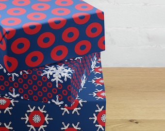 Phish Wrapping Paper Set – Fishman Donut Wrap, Phishmas Gift Wrap, Jam Band Holiday Wrapping, Snowflake Donut Christmas Paper (Set of 3)