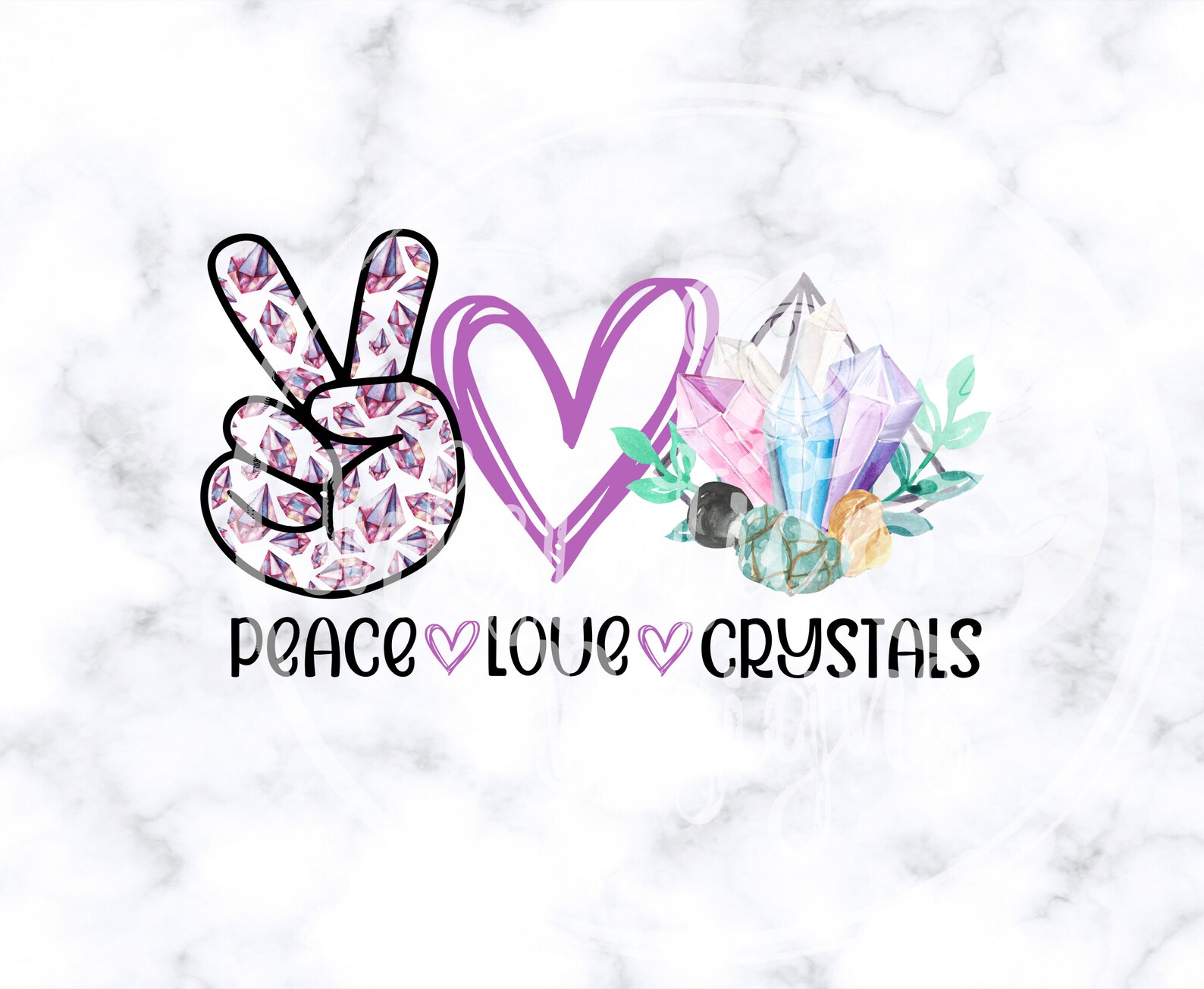 Peace Love Crystals 300 dpi png / The Green Witch / Reiki / Etsy