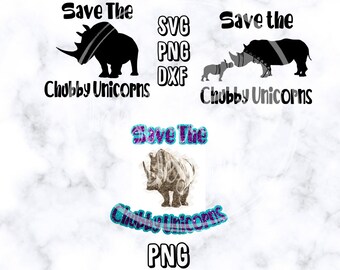 Save The Chubby Unicorns svg Bundle, Cute Rhino Digital Download, Rhino png for sublimation, Save The Rhinos png, Endangered Animal Digital